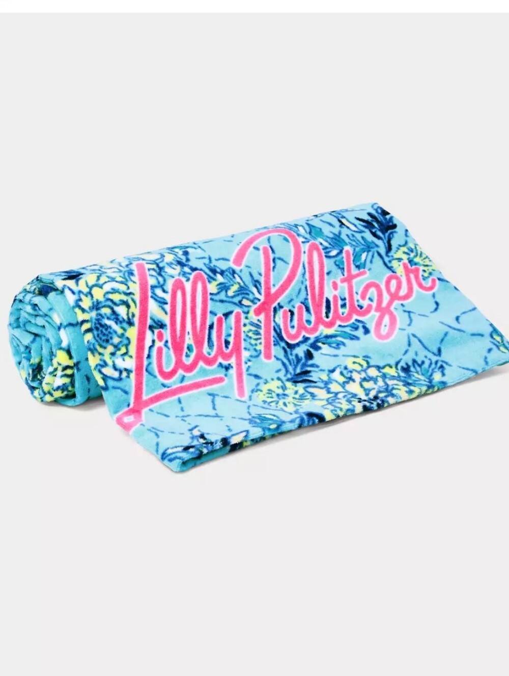 NWT Lilly Pulitzer Blue Floral Logo Towel